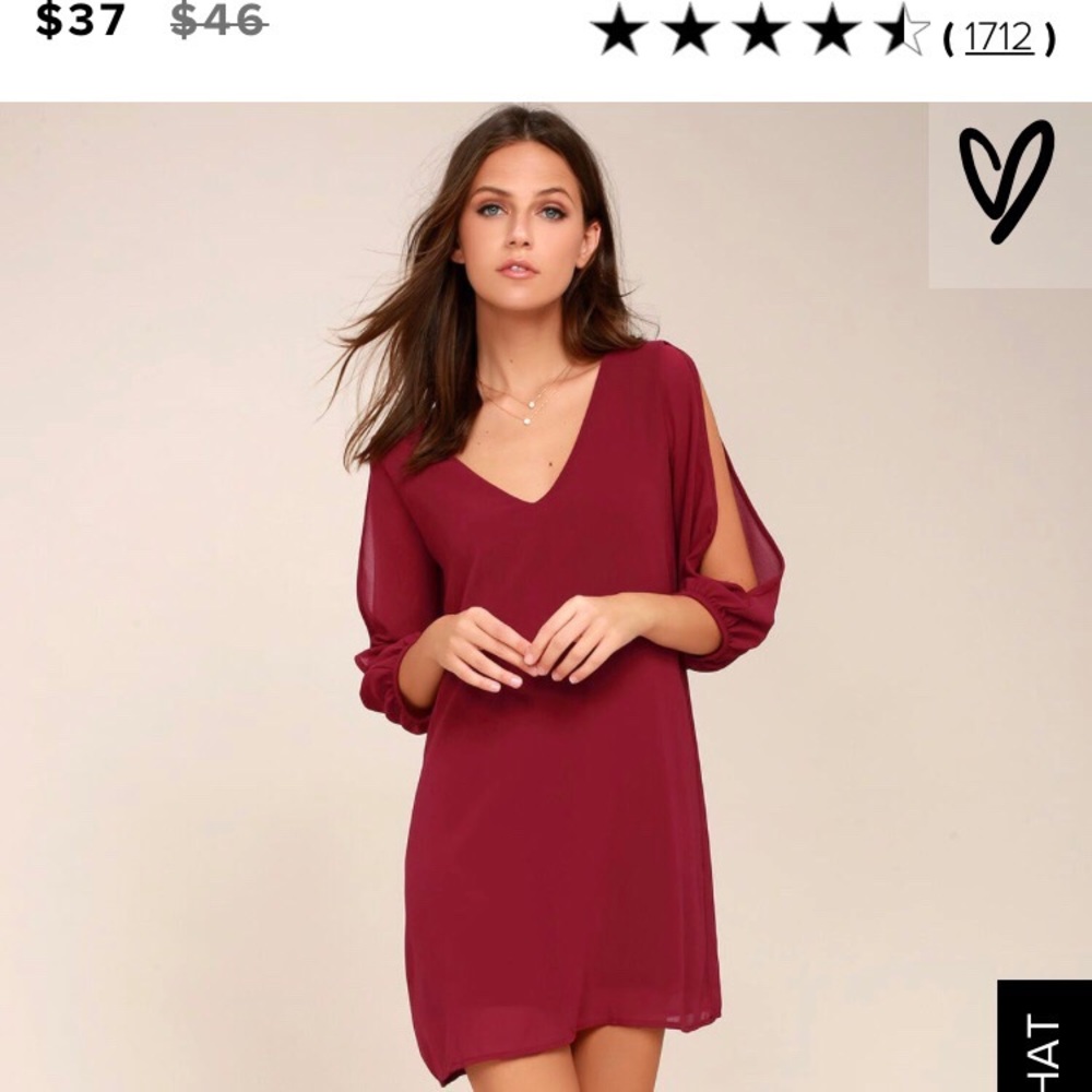 Wine “red”/burgundy shift dress